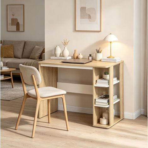 Scrivania computer con ripiani in truciolare 100x44 cm OKMYHOME (1/2)