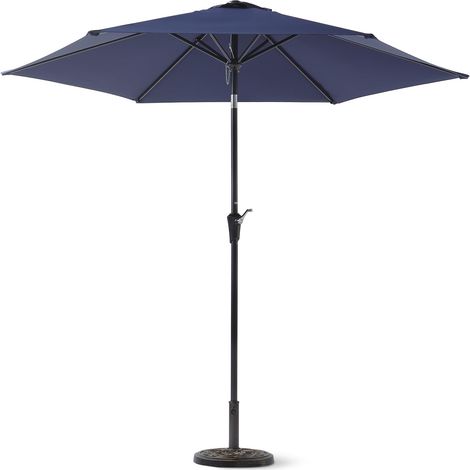 Parasol de Terrasse, avec Manivelle et Inclinaison par Bouton-Poussoir, 242.06 cm, Bleu Marine (1/5)