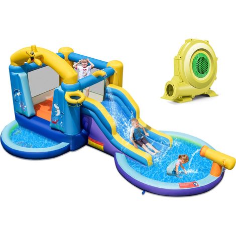 Castello gonfiabile oceanico con soffiatore da 680 W 490 x 290 x 220 cm divertimento acquatico decorativo PVC multicolore 200021156