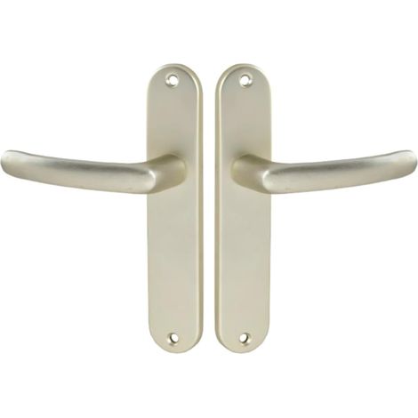 1 Ensemble Poignée De Porte Sur Plaque Bec De Cane Entraxe 165 Mm Aluminium Finition Champagne Pour Cuisine Salon