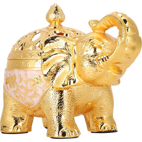 Dekorativer Räuchergefäß in Elefantenform, geeignet für Wohnzimmer, Eingangsbereich und Schlafzimmer, weiß-goldener Hintergrund, entspannendes Dekorationselement (1/5)