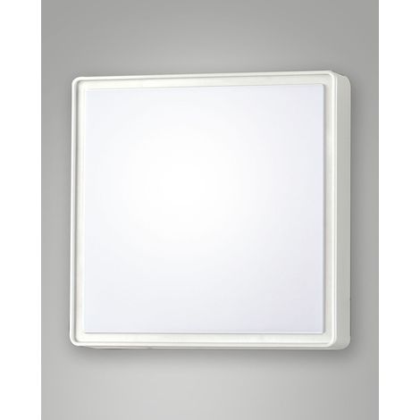 Oban Plafoniera Quadrata IP65 in Policarbonato Bianco per Esterni ed Interni, Attacco E27 2x30W Max, Grado di Protezione Elevato, Codice 3225-65-102