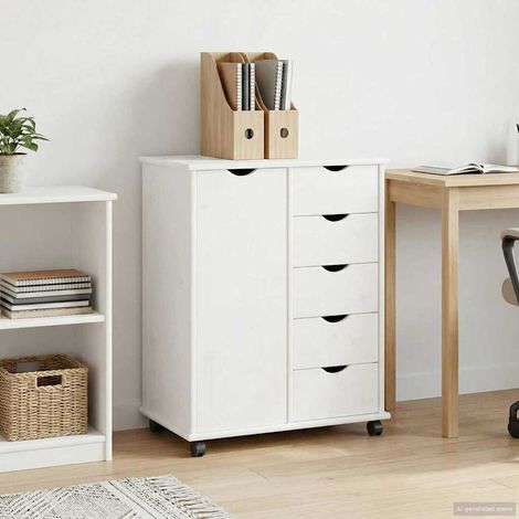 vidaXL Mobile con Ruote con ruota Bianco 63,5 x 39 x 79 cm