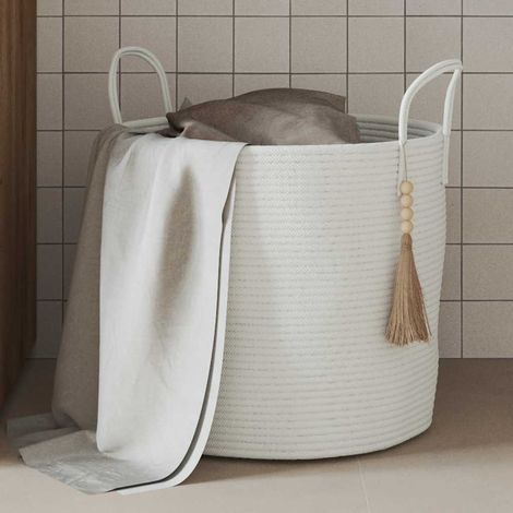 Aufbewahrungskorb Weiß Ø40x35 cm Baumwolle