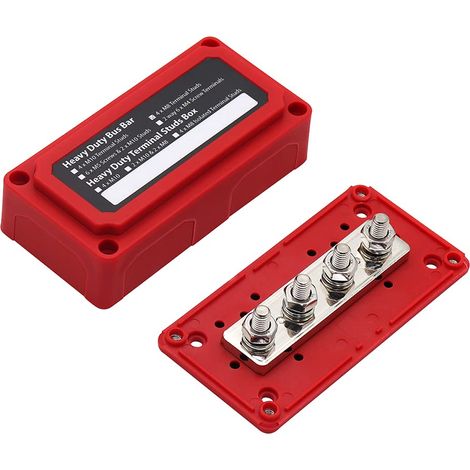 Offgridtec BusBar Box 4 x connettori M8, connettori in ottone rivestito in nichel, alloggiamento in nylon rinforzato con copertura rimovibile e parete isolante, distribuzione modulare (1/5)