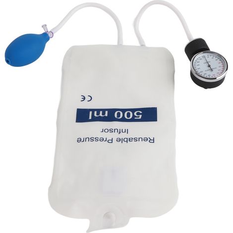 Poche de perfusion à pression 500ml pour transfusion rapide de sang et fluides, avec indicateur de niveau pour soins intensifs et urgence. (1/5)