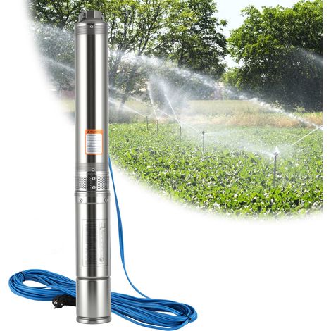 Jiubiaz 750W / 1.0hp Tiefbrunnenpumpe Brunnenpumpe 4 Zoll bis 4000 L/h Sandverträglich Tauchpumpe Edelstahl Wasserpumpe Gartenpumpe