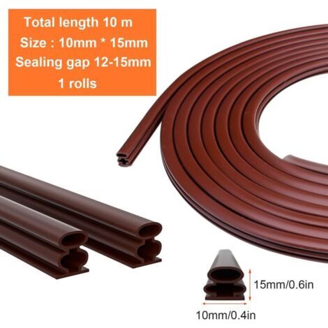 NALOOKAMIC  10 m x 15 mm Rubber Door Window Seal, Anti-Collision Seal Kit Sound Insulation Door Garage, Waterproof Entrance Door Seal, for Window Door Sealing
