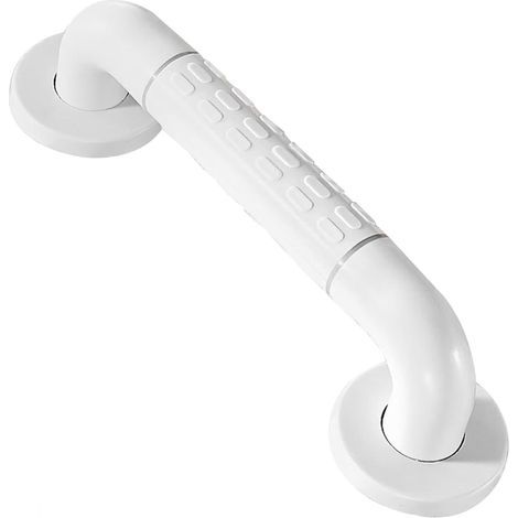 Handlauf – 38 cm – Edelstahl und weißes Nylon – Für Bad und WC – Geeignet für Senioren und Menschen mit Behinderungen – 1 Stück (1/5)