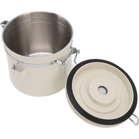 Boîte à café hermétique en acier inoxydable 304 avec valve et dosette pour café moulu, thé et autres aliments. Petit récipient de conservation de 1,2 L. (1/5)