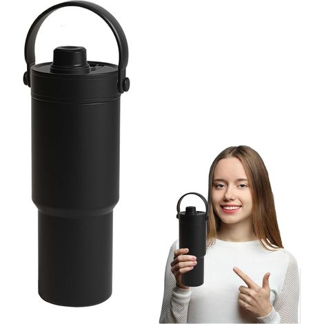 Bouteille d'eau isotherme de 735 ml avec paille – Grande capacité à fond plat étanche avec revêtement en céramique pour randonnée, pique-nique, sport, camping, maison, salle de sport (1/5)