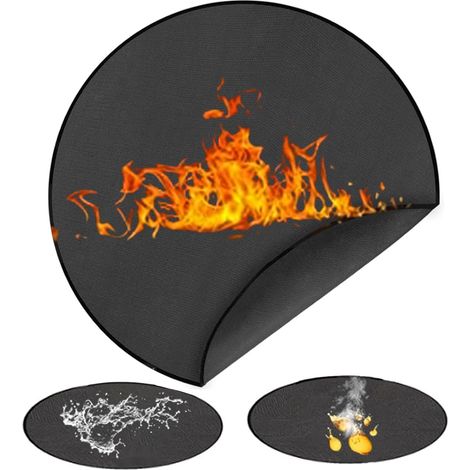 Tapis rond de protection contre l'incendie de 91 cm - Protection du sol - Tapis ignifuge pour barbecue extérieur - 3 couches - Imperméable - Pliable (1/5)