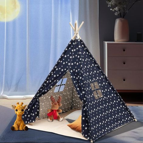 Tipi Enfant avec Tapis en Peluche Tente de Jeux Enfants Cabane Chambre Enfants Maison Enfant Intérieur Entérieur Portable Idéal pour la Décoration de Chambre d'enfants et Fête (1/5)