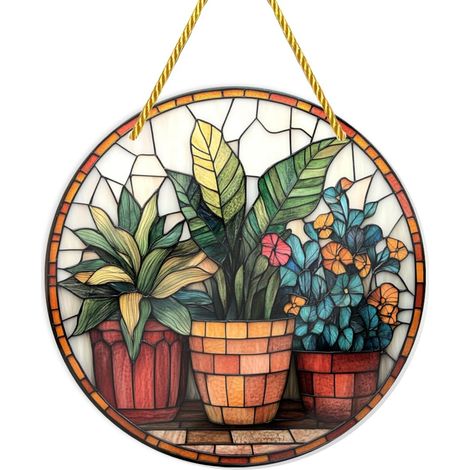 Cafemira Cadre rond pour pot de fleurs 15 x cm, décoration murale en acrylique (1/5)