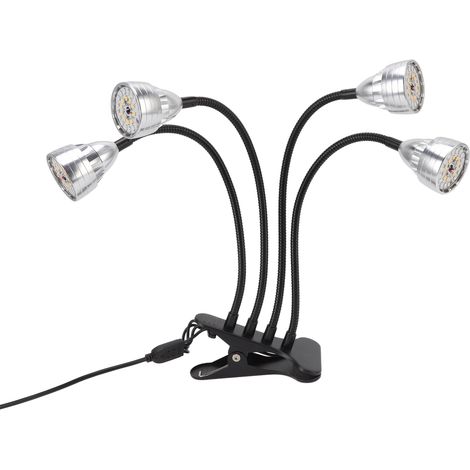 4-flammige LED-Pflanzenlampe aus Aluminiumlegierung, flexibel, verstellbar, mit USB-Klemme für Zimmerpflanzen (1/5)