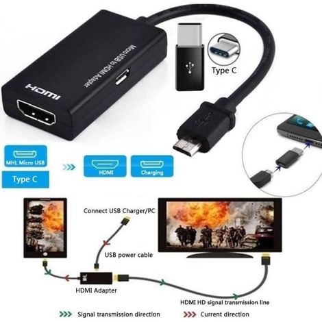 Micro-USB-Stecker auf HDMI-Buchse Adapterkabel, Typ C, HD 1080p, für Huawei, Xiaomi, LG, Android (1/5)