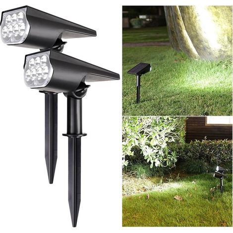 Projecteur solaire LED, lampe de jardin solaire, applique murale extérieure, étanche IP65 pour jardin, cour, allée, sentier (couleur : lumière blanche, 2 pièces), (1/5)