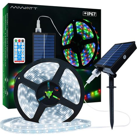 Solar Strip Lights 10M 560 LED Cool White with Remote Control Timer PVC Tube Waterproof for Bedroom Garden Patio Pool Christmas Decoration (1/5)