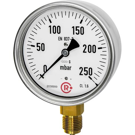 Riegler Kapselfedermanometer, G 1/2 radial unten, 0 - 400 mbar, Ø 100, 6817-R (1/2)
