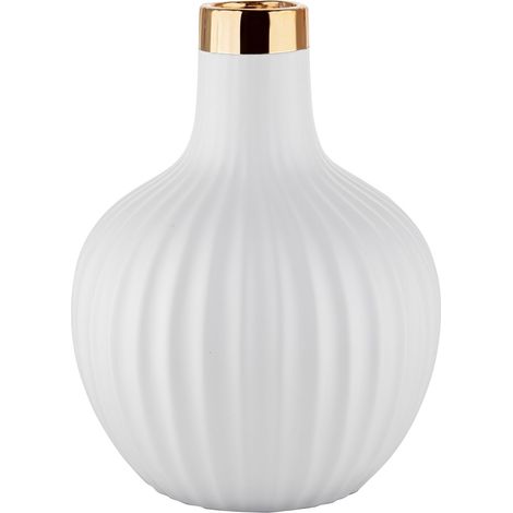 Florina Vase mit Goldrand, 21 cm, Weiß