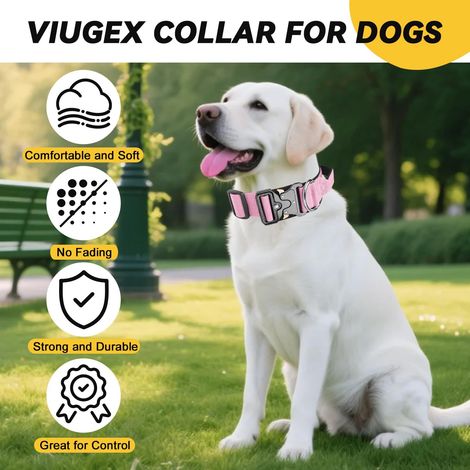 Collier tactique pour chien avec poignée de contrôle, collier robuste réglable en nylon avec boucle métallique à dégagement rapide et doublure rembourrée, idéal pour dressage et randonnée (1/5)