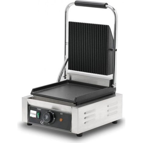 Grill Panini - Viande nervuré - 1.8kW - 300x300x200mm - Fonte nervurée - Mec