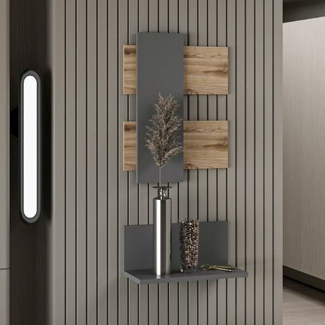 Tablette murale Belita - 45x22x80cm - décor chêne/anthracite (1/4)