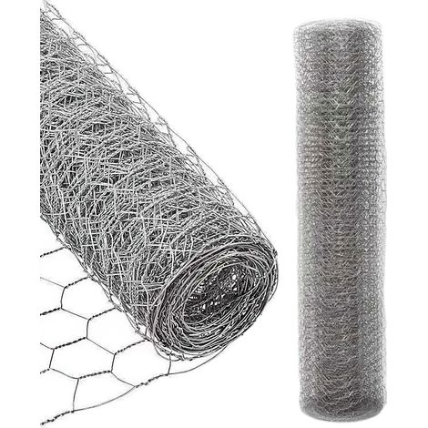 Jopassy Rete metallica per polli 1x25 m in Zincato, Filo esagonale per recinzione lepre, Rete metallica, Soldi (1/5)