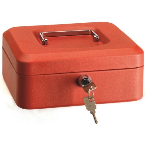 ARREGUI Elegant Cassetta di sicurezza con chiave per contare e trasportare denaro, Cassetta Portavalori in acciaio con vassoio Portamonete, Cassaforte portatile de 20 cm di larghezza Rossa C9224