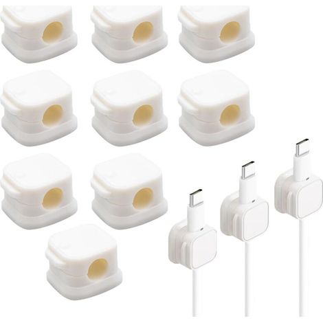 9 Pièce Clips Cable,Magnetic Cable Clips,Accroche Cable,Clips Cable Adhesif,Cable Clips,Support Cable,Pince Cable,Accroche Cable Adhésif,pour Câble de Chargement,HDMI,USB,Câble Audio(Blanc)