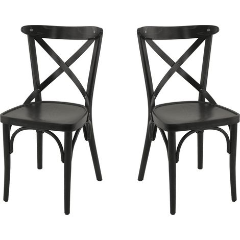 Chaise de brasserie en hêtre massif teinté Sonia (lot de 2) (1/5)