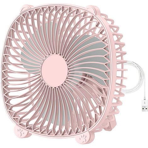 Ventilateur de bureau USB filaire 17,5 cm - Petit ventilateur silencieux mural/suspendu/support - Refroidisseur portable pour maison, bureau, cuisine, voiture (Rose) (1/5)