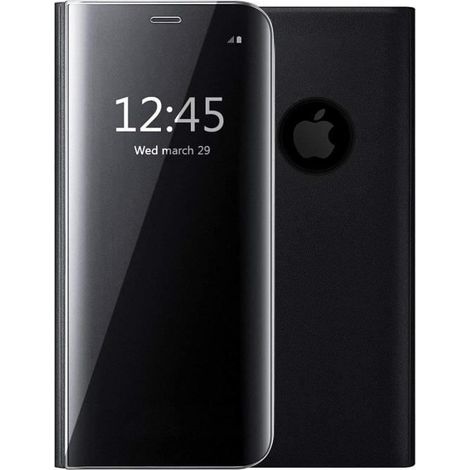 Etui Housse Coque iPhone Xs/X 5.8\" Clear View Etui à Rabat Smart Cover Stand Miroir Antichoc Coque Pour iPhone Xs/X 5.8\",Noir (1/4)