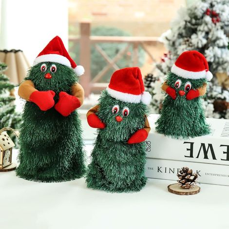 Ulisem Singender und tanzender Weihnachtsbaum, Jingle Bells Singende und tanzende Tisch-Musikfigur in Pflanzenform, drehbar, niedlich, Dekoration für Zuhause, Party, Geschenk (mittlere Größe) (1/5)