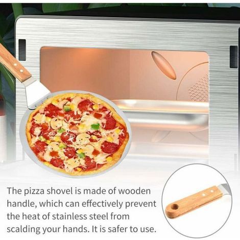 Pelle à gâteau et à pizza en acier inoxydable, grande pelle de transfert, cuisine domestique, ronde, plaque de barbecue à steak (1/4)