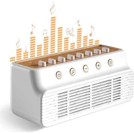 Weißrauschgenerator, 8 Naturgeräuschmischungen, Weißrausch-Speicherfunktion, Schlafmusik für Erwachsene und Babys (Weiß/Braun)