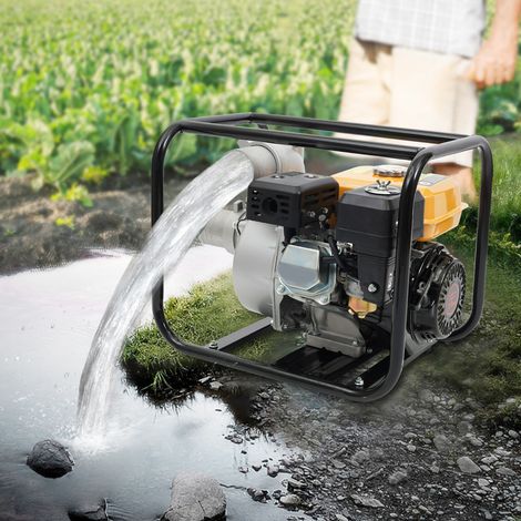 Pompe semi-immergée à essence de 3 pouces et 7,5 chevaux pour le transport des eaux usées, pompe d'irrigation agricole, couleur jaune (1/5)