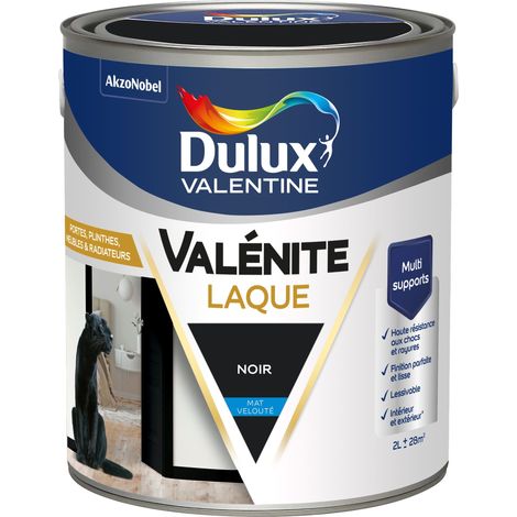 Dulux Valentine – Peinture laque Valénite acrylique intérieur et extérieur – Haute résistance – Finition lisse – Mat noir 2 L – Pour boiseries et ferronneries