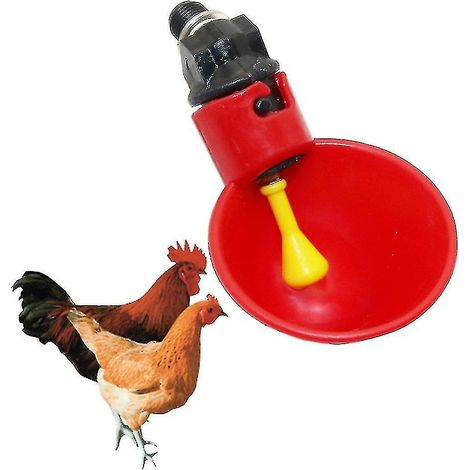 Abreuvoirs automatiques pour volailles (cailles, poulets et autres volailles) - Lot de 10 abreuvoirs en plastique rouge (1/5)