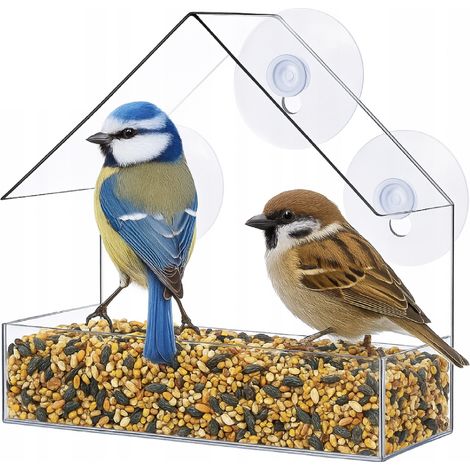 Mangeoire transparente pour oiseaux à graines de tournesol et autres aliments TG80446 (1/5)