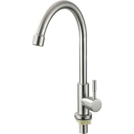 Single-lever stainless steel kitchen faucet, 360° swivel, cold water only