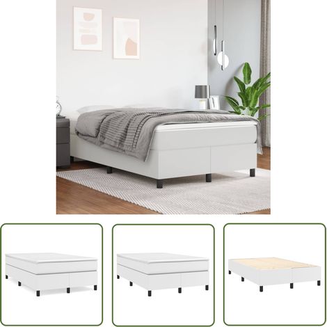 The Living Store Cadre de lit sans matelas blanc 120x200 cm similicuir - Cadre De Lit - Lit Double - Lit Blanc - Similicuir - Literie (1/5)