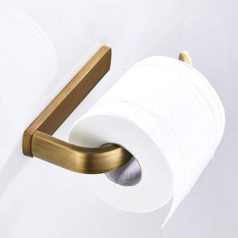 Porte-Papier Toilette Mural Laiton Antique Support de Rouleau de Salle de Bain Rétro Porte-Rouleau de Papier WC avec Support pour téléphone Portable (1/5)