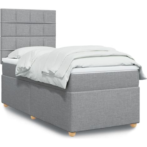 Boxspringbett mit Matratze Hellgrau 90x190 cm Stoff