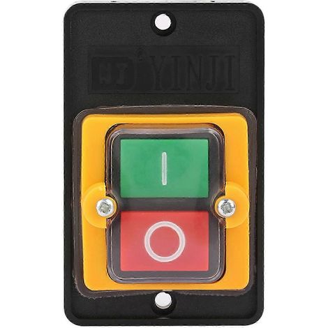 Interrupteur à bouton-poussoir marche/arrêt étanche, 220 V/380 V CA, 10 A, autobloquant et à réarmement automatique, 90 x 60 x 60 mm, pour machines (1/4)