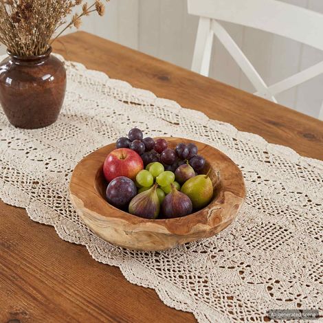 vidaXL Portafrutta JEPARA Ø 30 cm Legno di teak massello Rotondo (1/5)