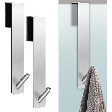 Set aus 2 Handtuchhaltern aus Glas fürs Badezimmer, Bademantelhaken aus Edelstahl, rahmenlose Glashaken, hochwertiger Duschkorb aus Edelstahl fürs Schlafzimmer (1/5)