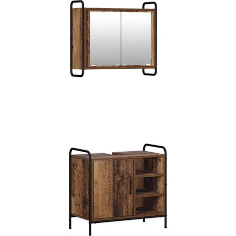 Set di Armadi da Bagno 2 pz Legno antico 65,5 x 34 x 61 cm vidaXL (1/5)