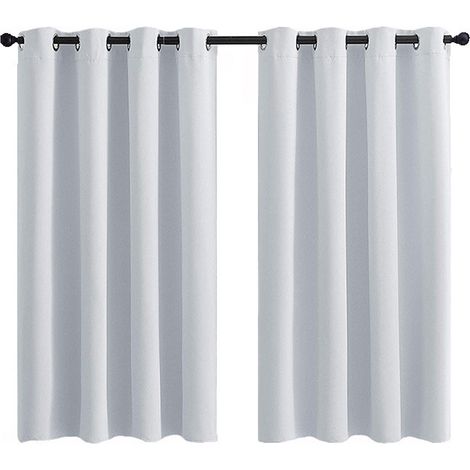 Rideaux occultants pour chambre et salon — Occultation totale, isolation thermique et phonique, avec œillets métalliques — 132 x 137 cm (Lot de 2) (1/5)