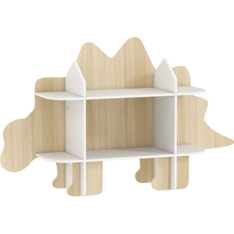 Bibliothèque enfant, meuble de rangement jouets et livres, 6 casiers, 120x28x72,2cm, bois naturel (1/5)
